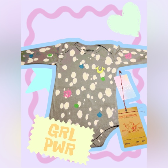 TRUE RELIGION Long Sleeve Polka Dot Onesie - Picture 1 of 4